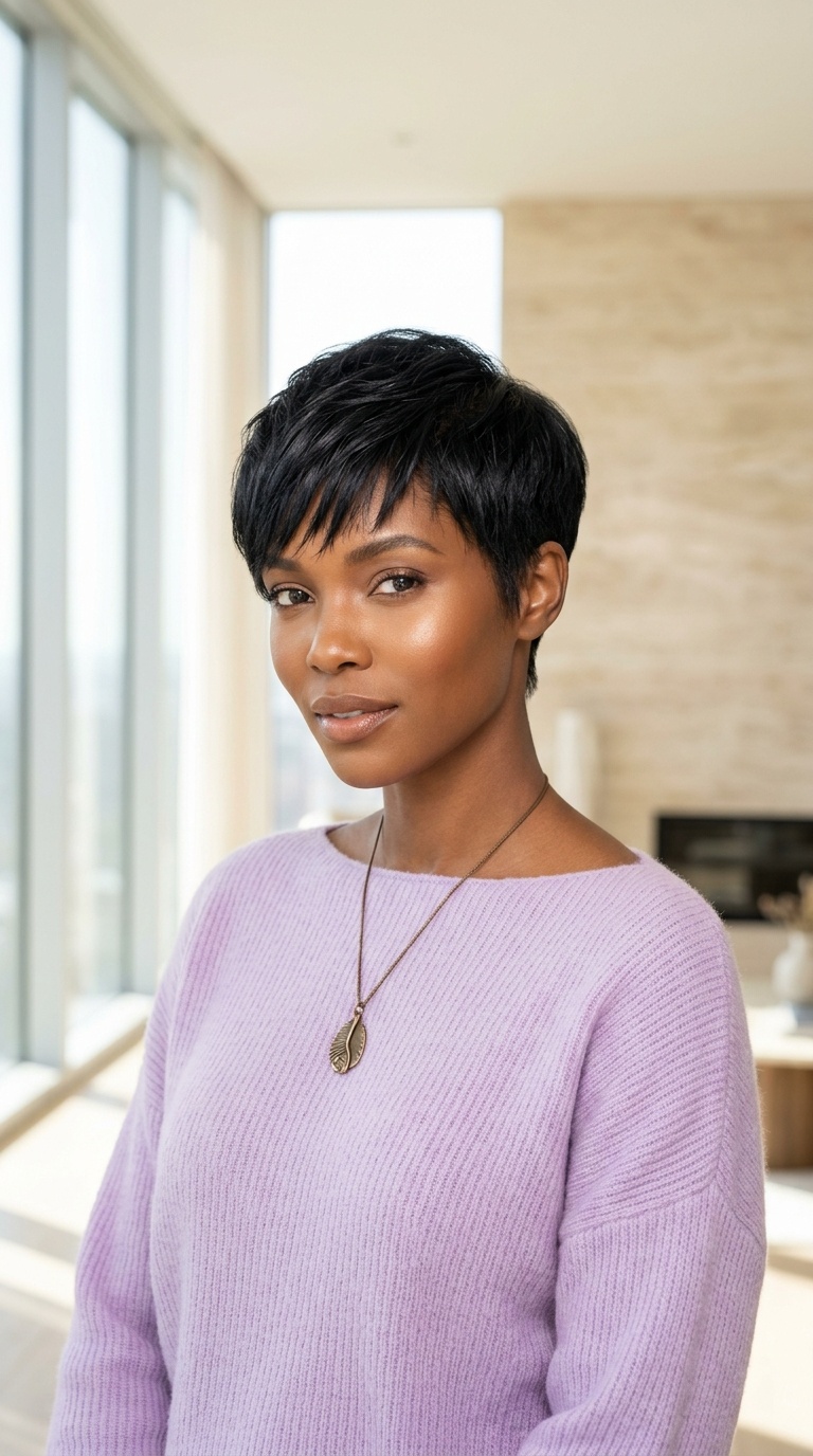 Asymmetrical Pixie Cut Black Women