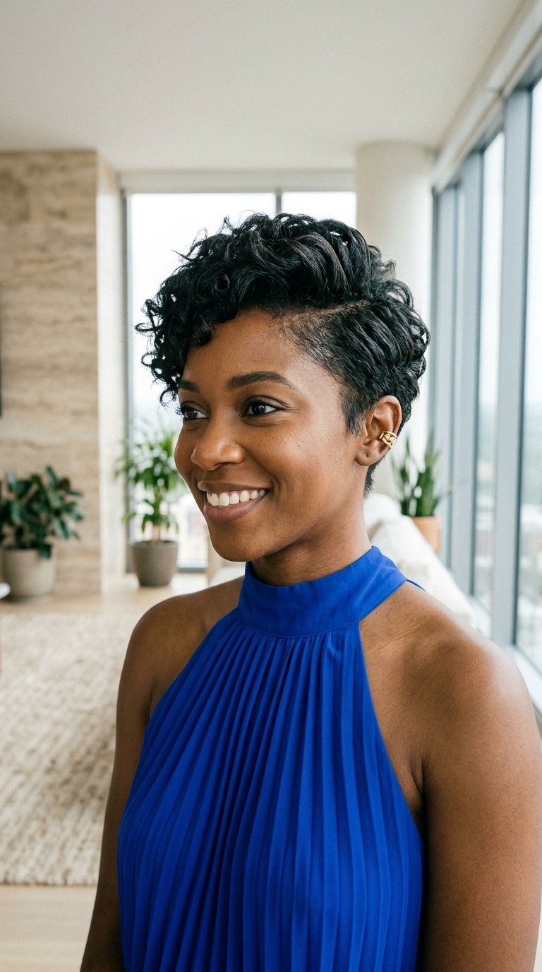 Asymmetrical Pixie Cut For Black Women