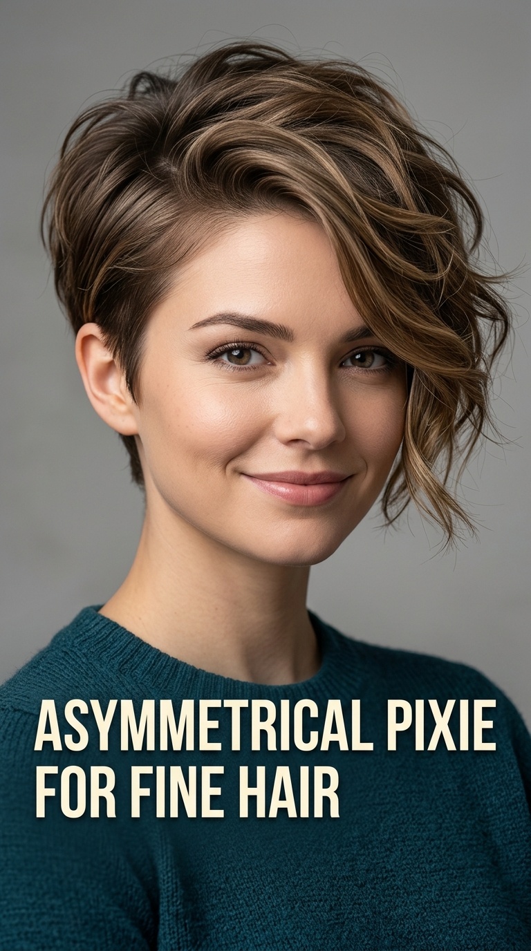 Asymmetrical Pixie for Fine Hair