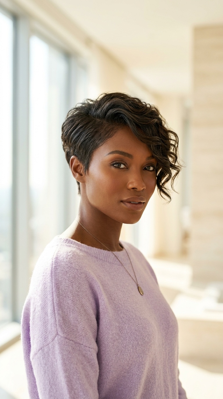 Asymmetrical Pixie Haircut Black Women