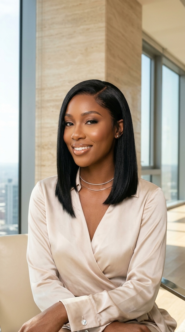 Asymmetrical Straight Bob Wig Style