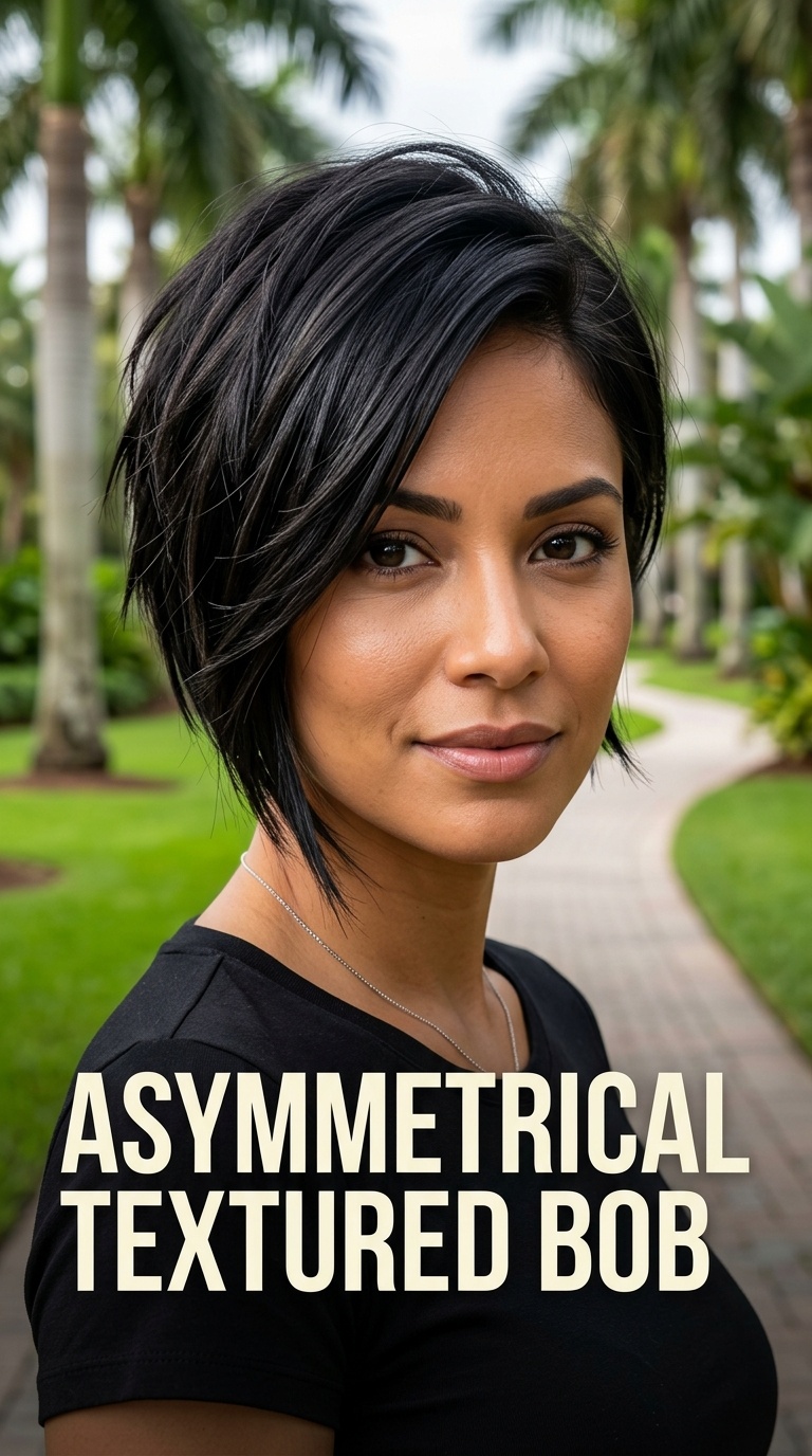 Asymmetrical Textured Bob