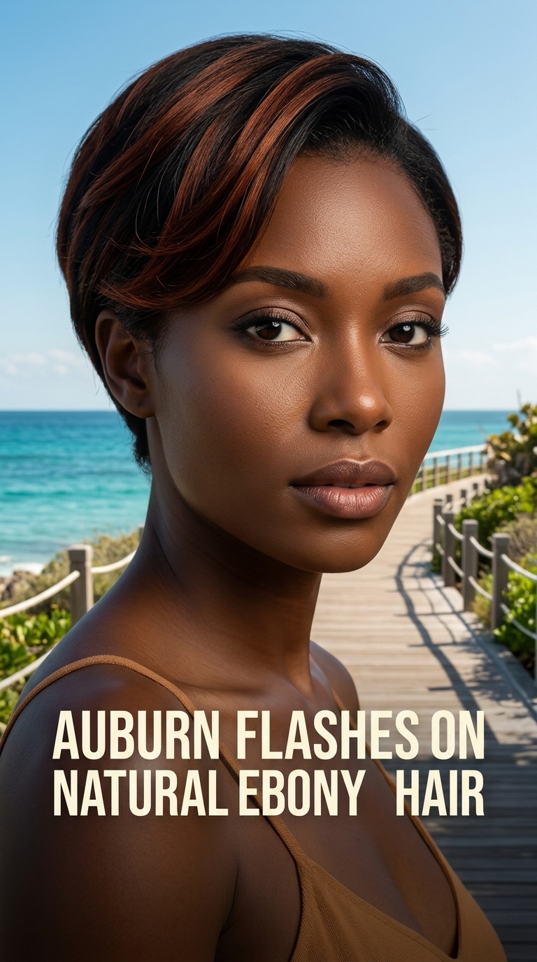 Auburn Flashes on Natural Ebony Hair