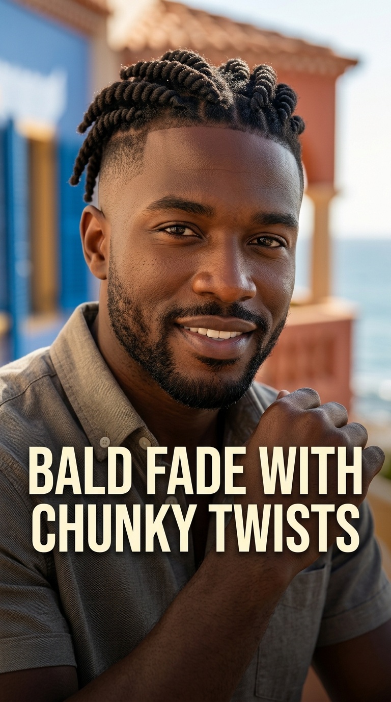 Bald Fade with Chunky Twists