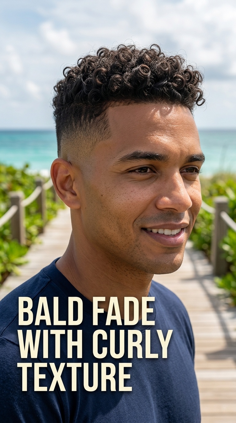 Bald Fade with Curly Texture