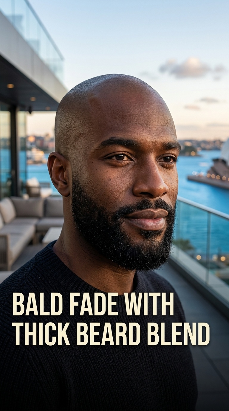 Bald Fade with Thick Beard Blend