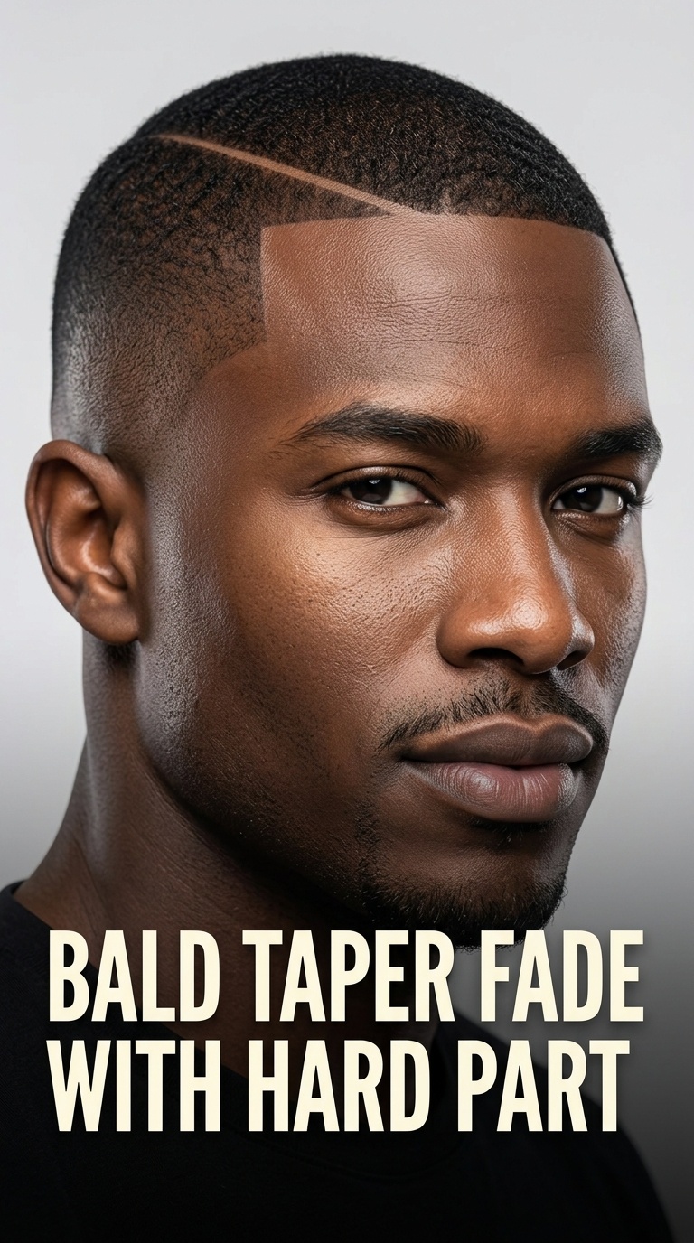 Bald Taper Fade with Hard Part