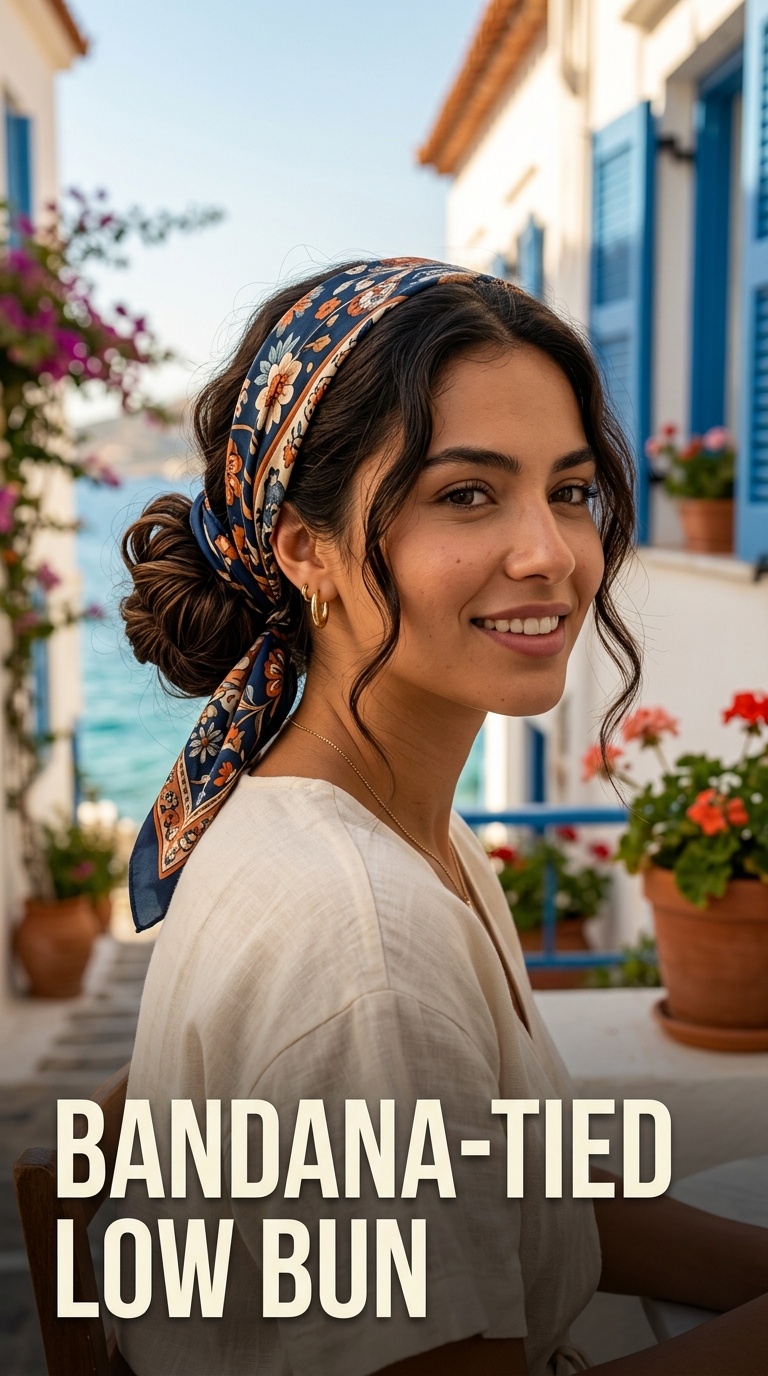 Bandana-Tied Low Bun