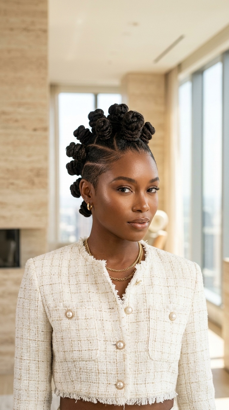 Bantu Knot Mohawk Black Women