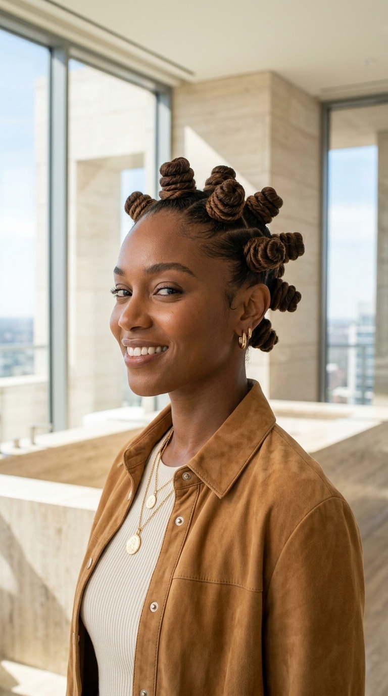 Bantu Knot Updo Black Women