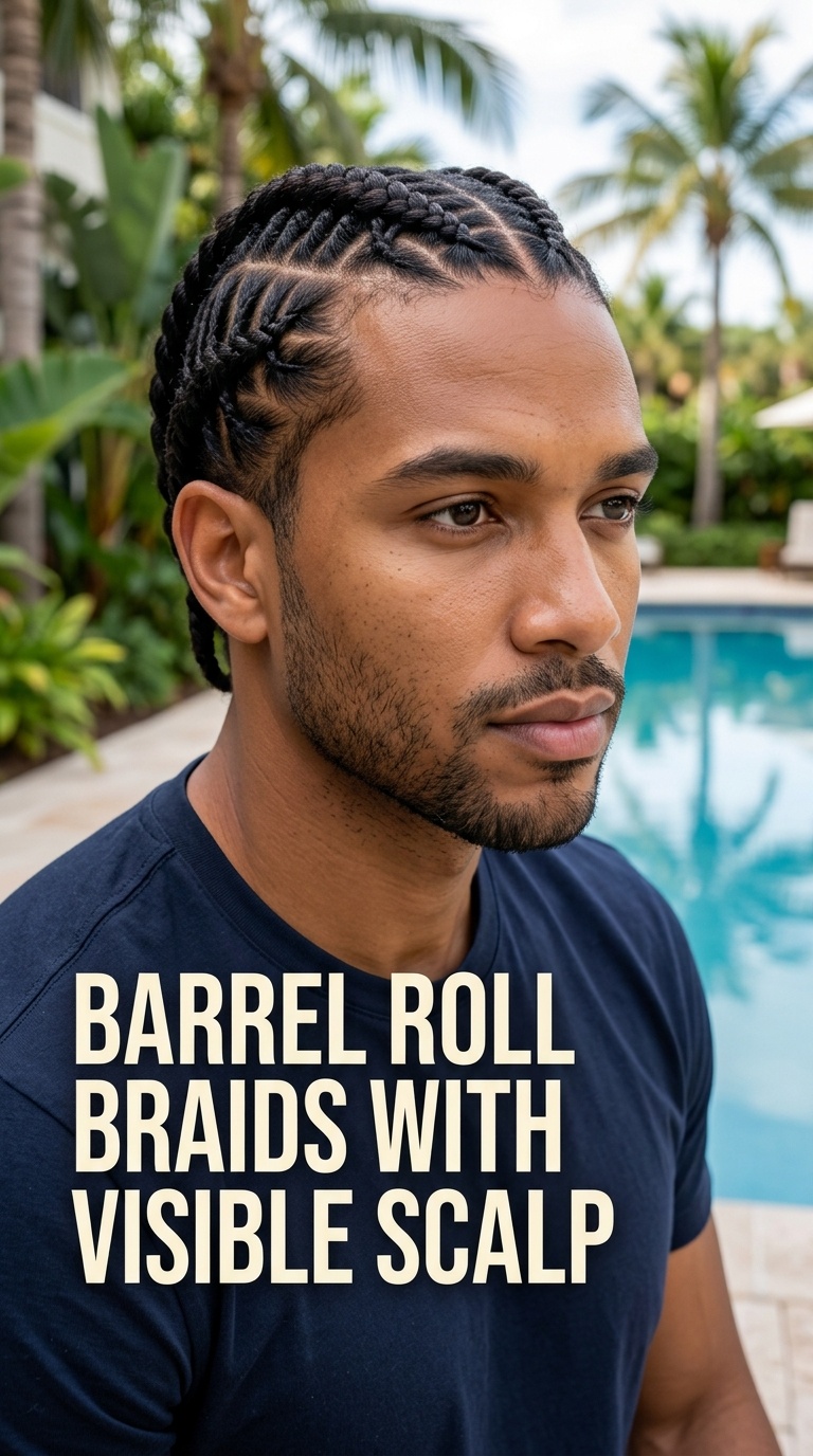 Barrel Roll Braids with Visible Scalp