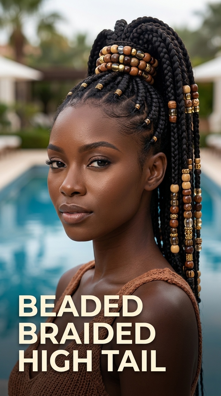 Beaded Braided High Tail