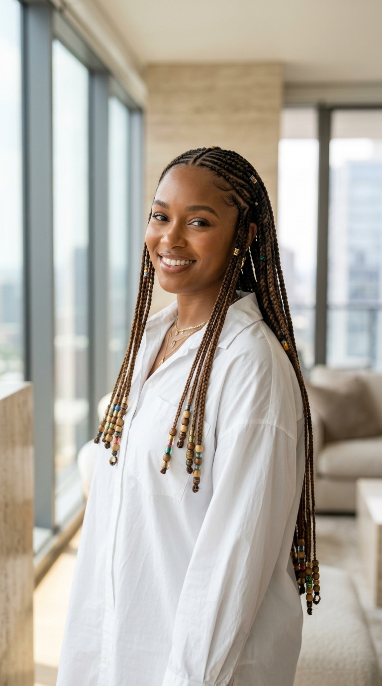 Beaded Braids To The Back