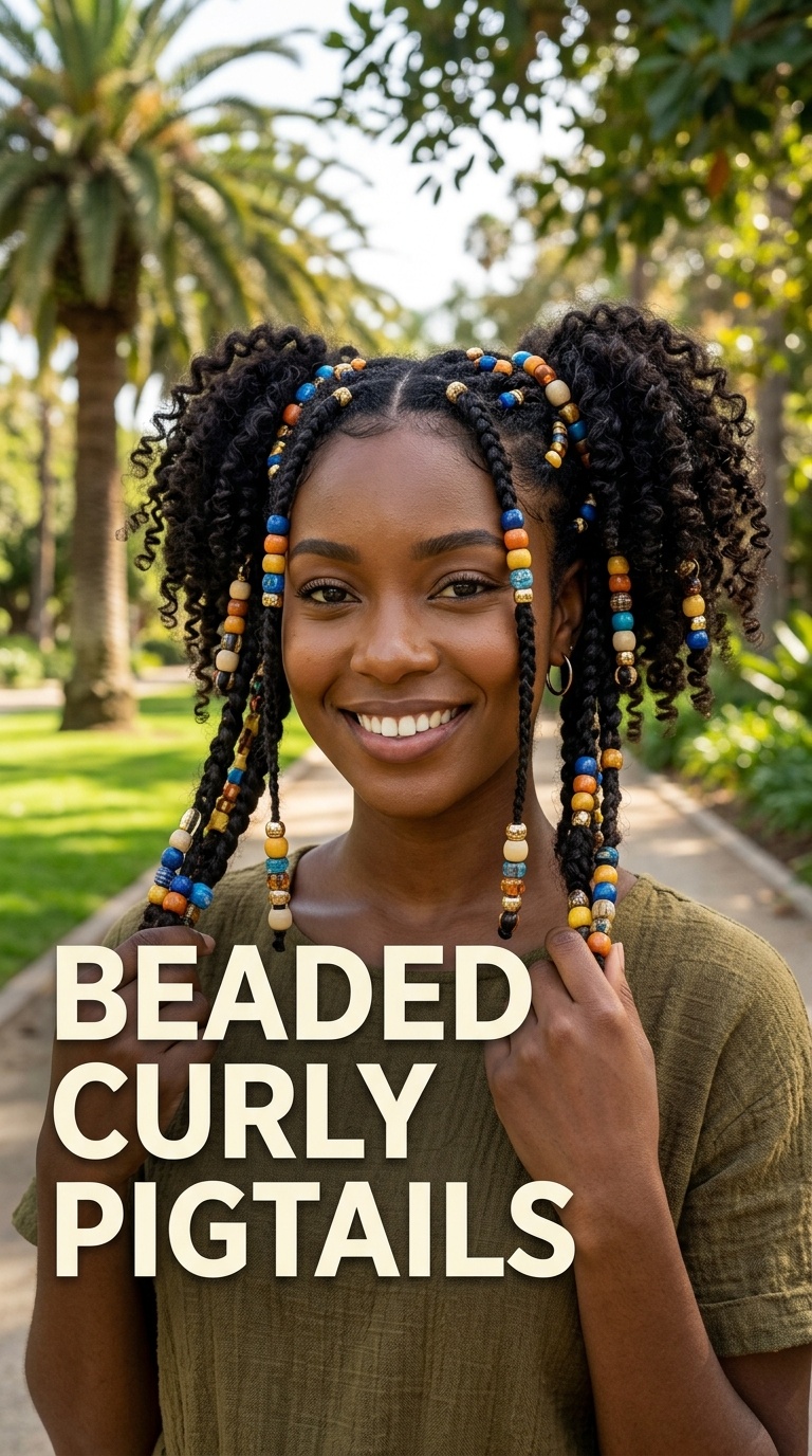 Beaded Curly Pigtails