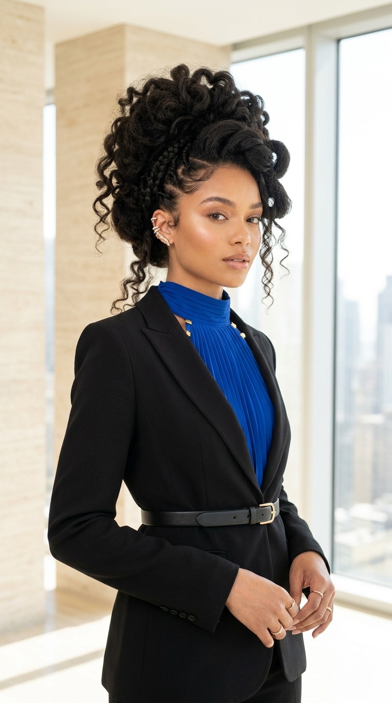 Belted Black Suit Jacket Look