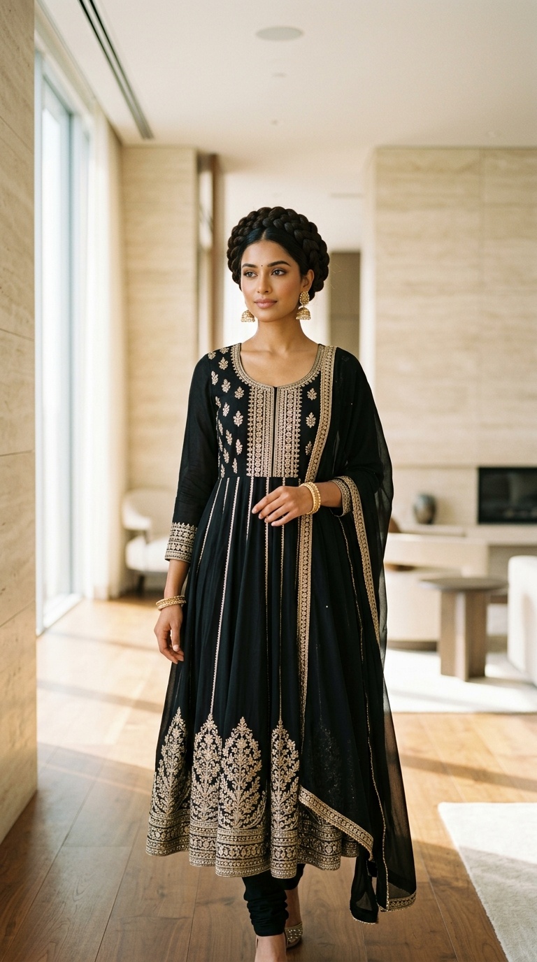 Black Anarkali Suit For Women