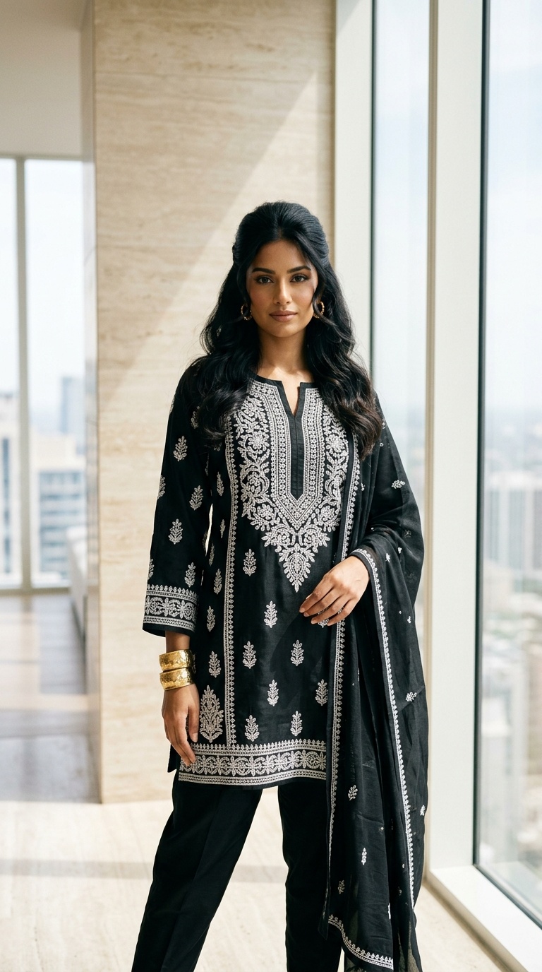Black Chikankari Suit For Women