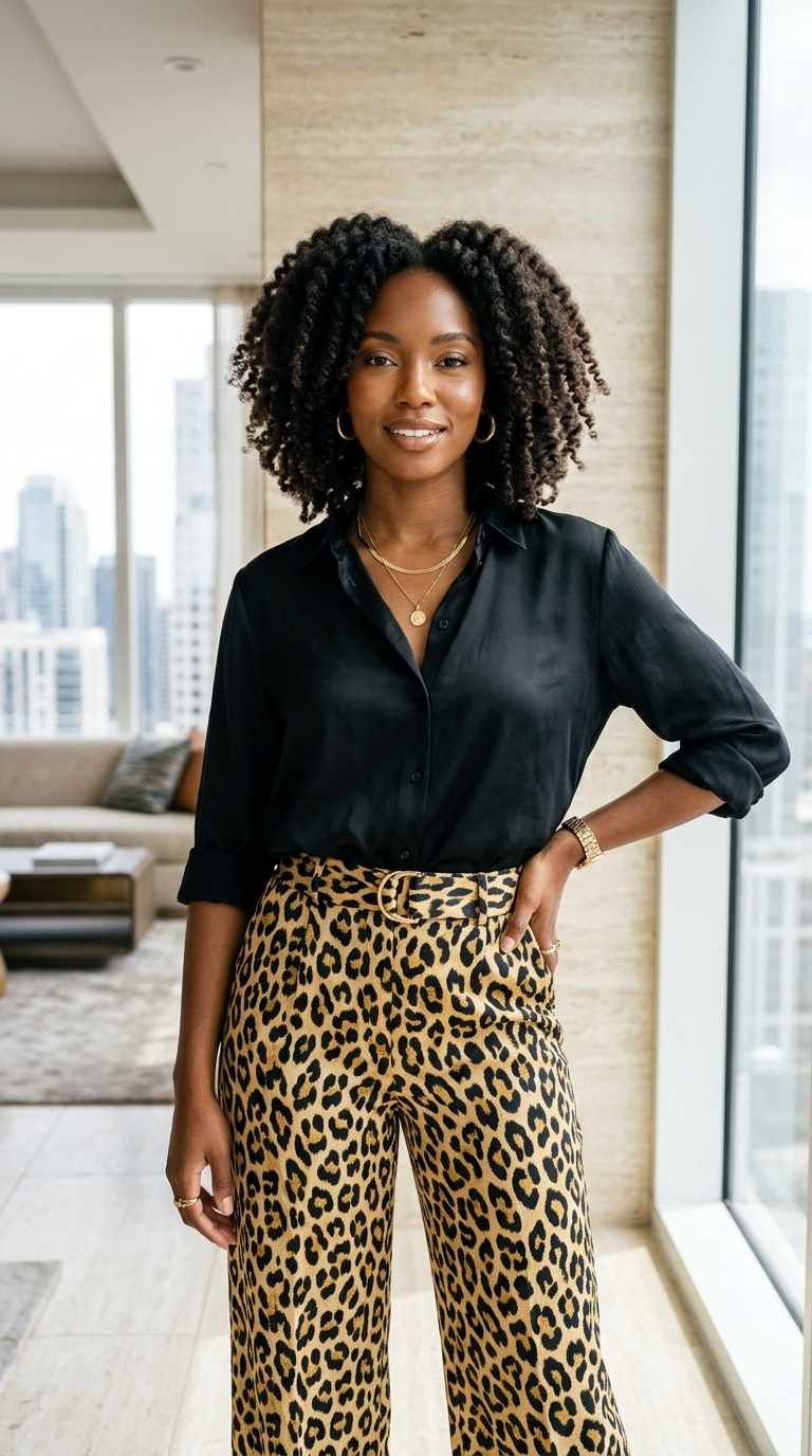 Black Shirt And Animal Print