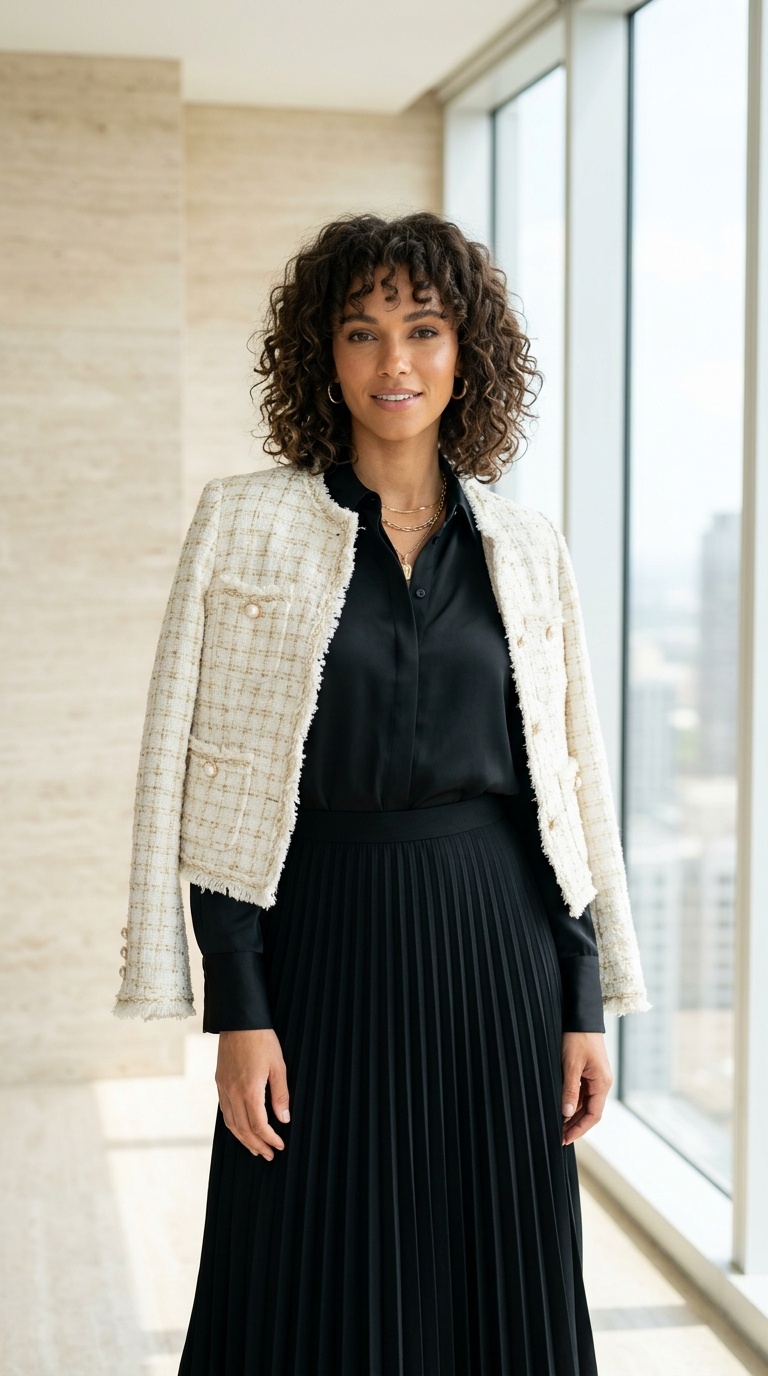 Black Shirt And Midi Skirt