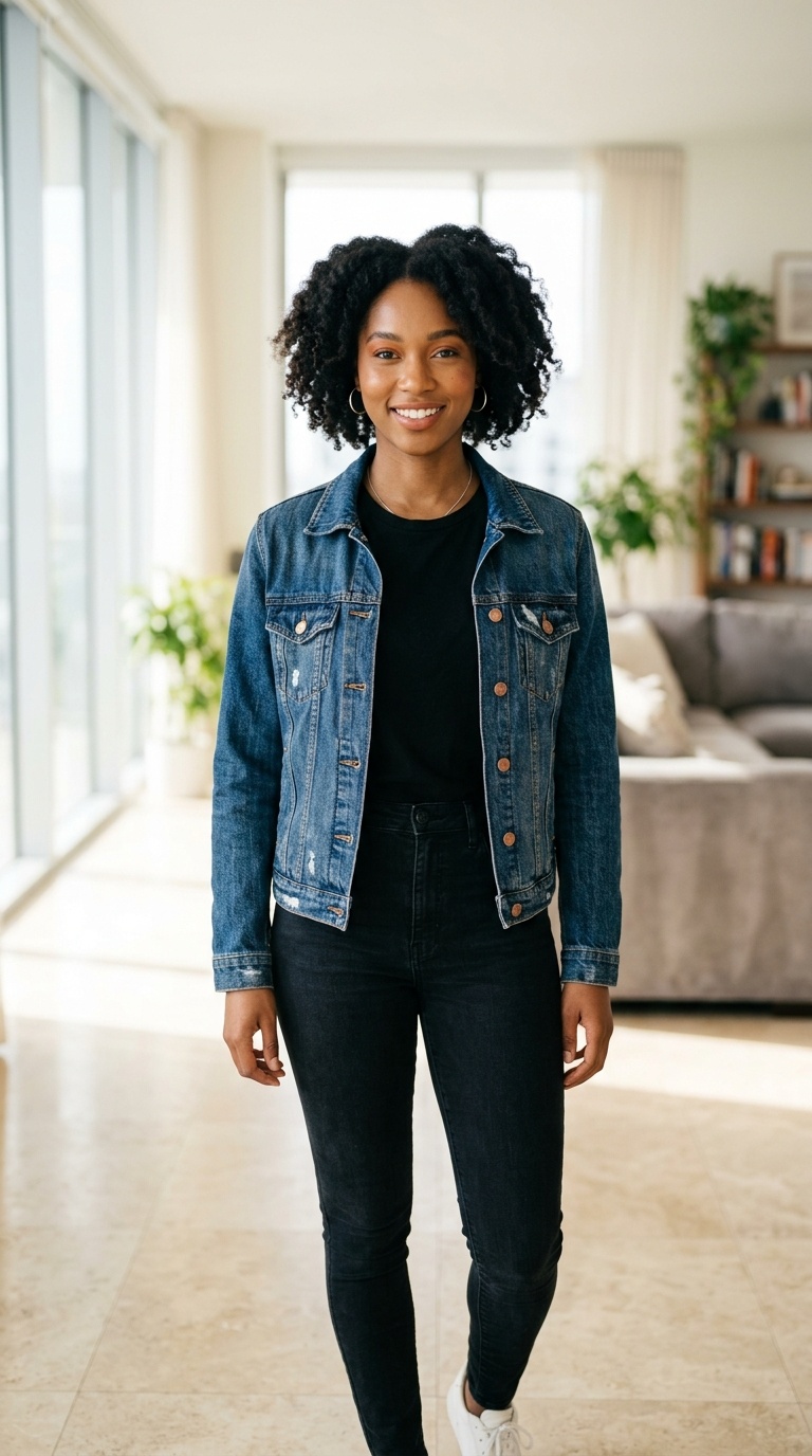 Black Shirt Under Denim Jacket