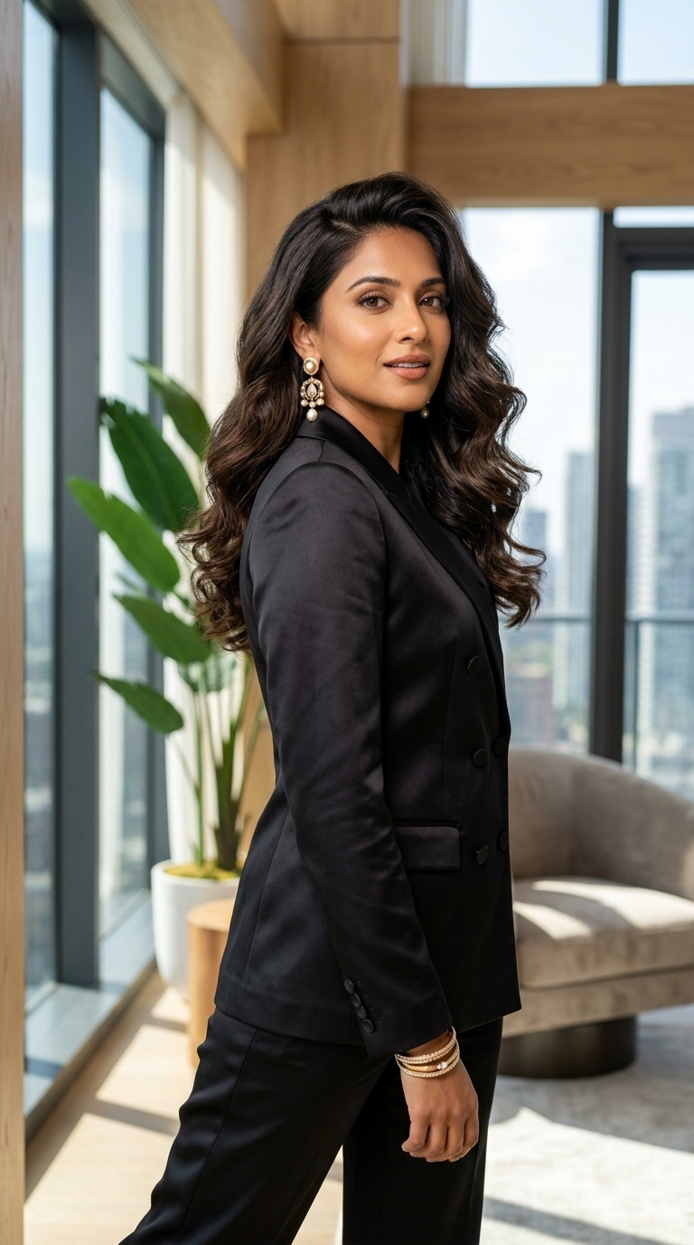 Black Silk Suit For Women