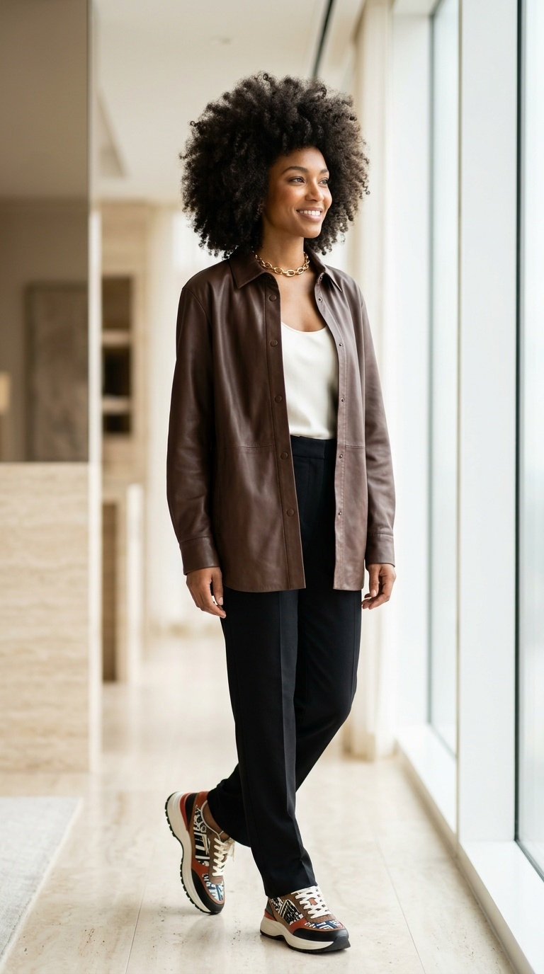 Black Suit With Bold Sneakers