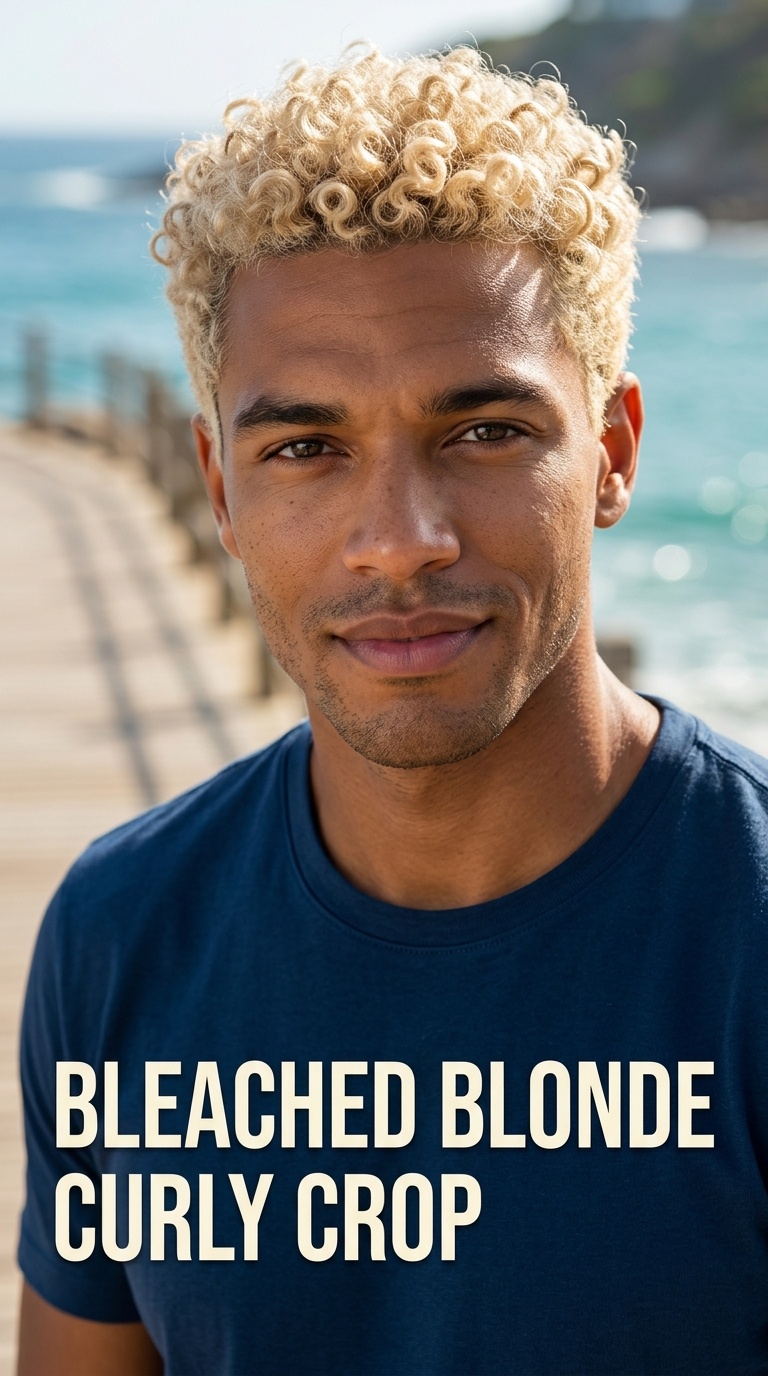 Bleached Blonde Curly Crop