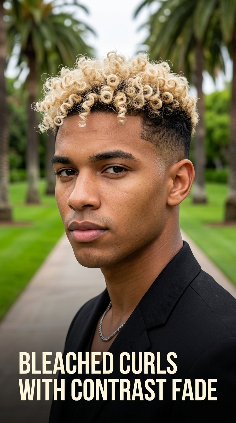 Bleached Curls with Contrast Fade