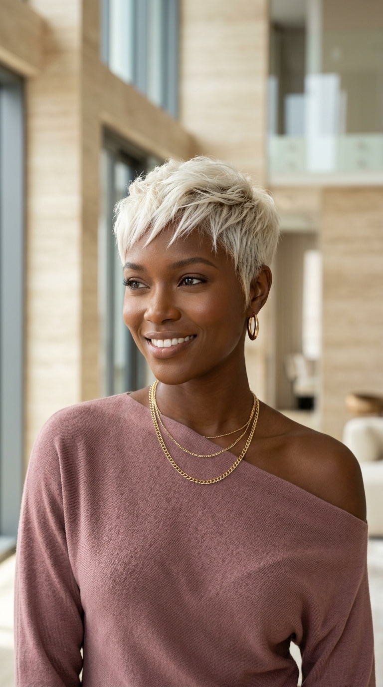Bleached Pixie Cut Black Women