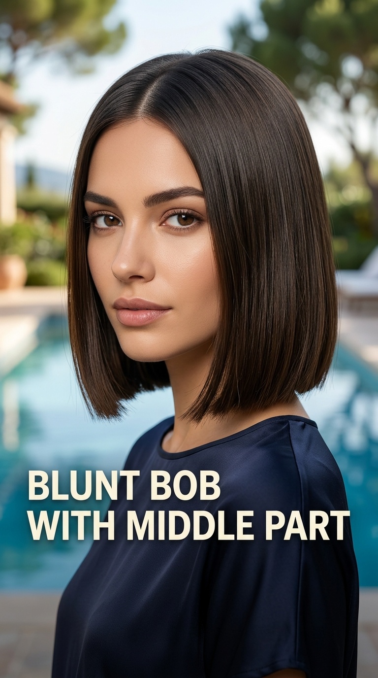 Blunt Bob with Middle Part