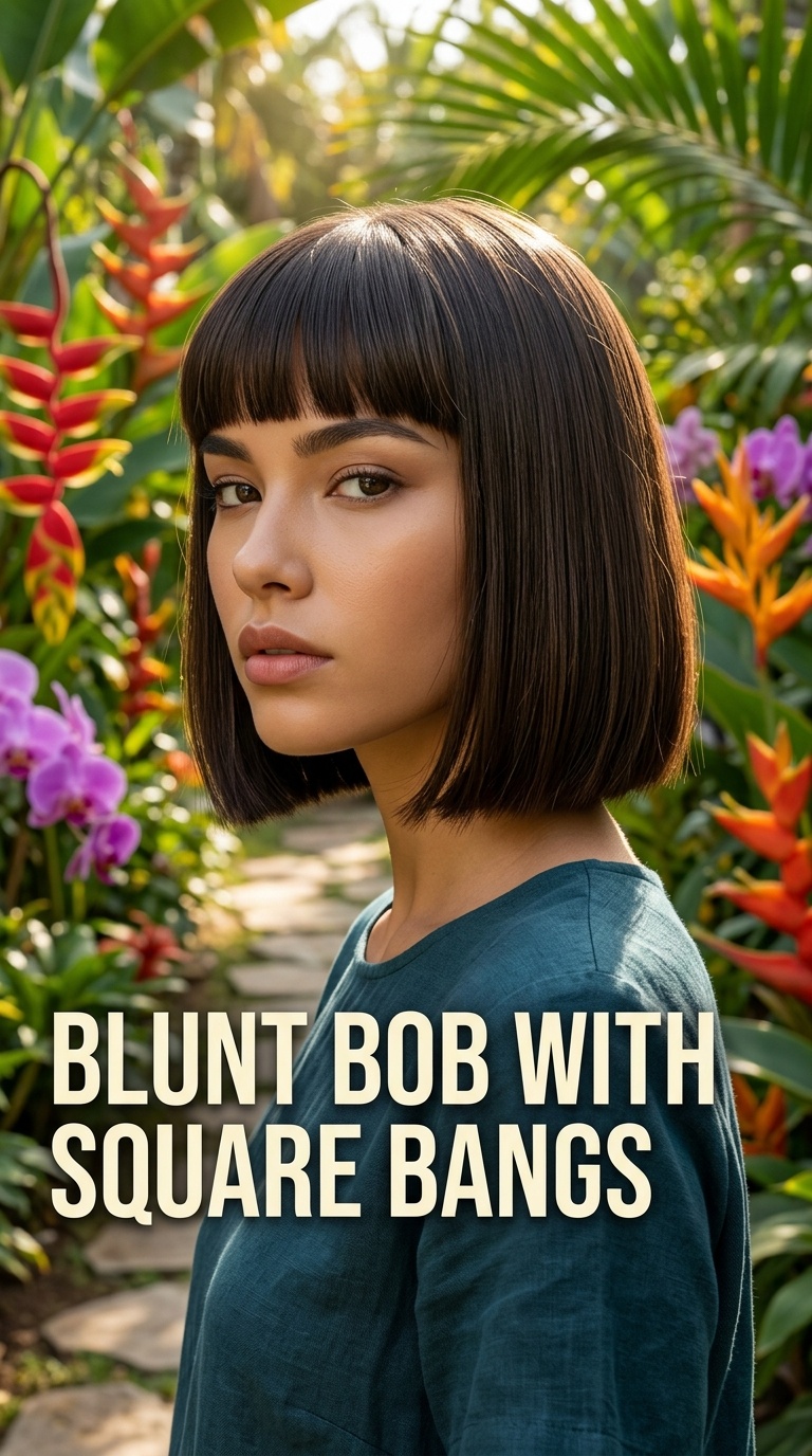 Blunt Bob with Square Bangs