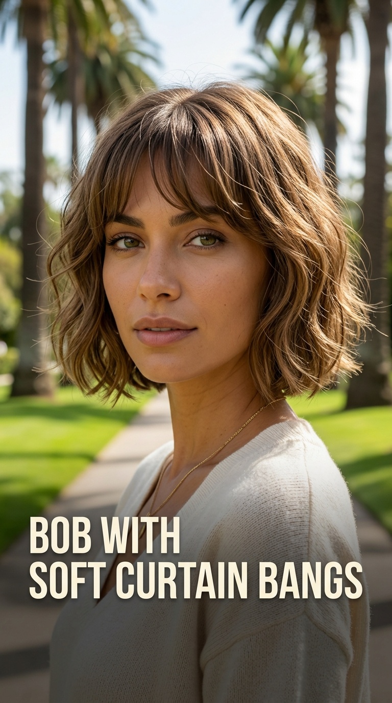 Bob with Soft Curtain Bangs