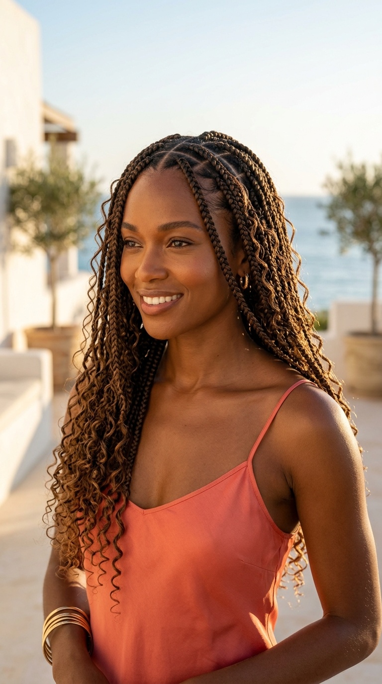 Bohemian Box Braids For Summer