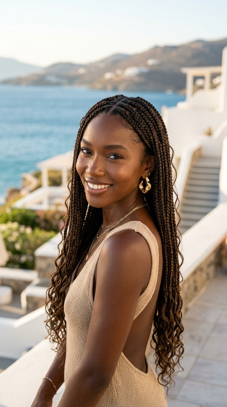 Bohemian Box Braids For Vacation