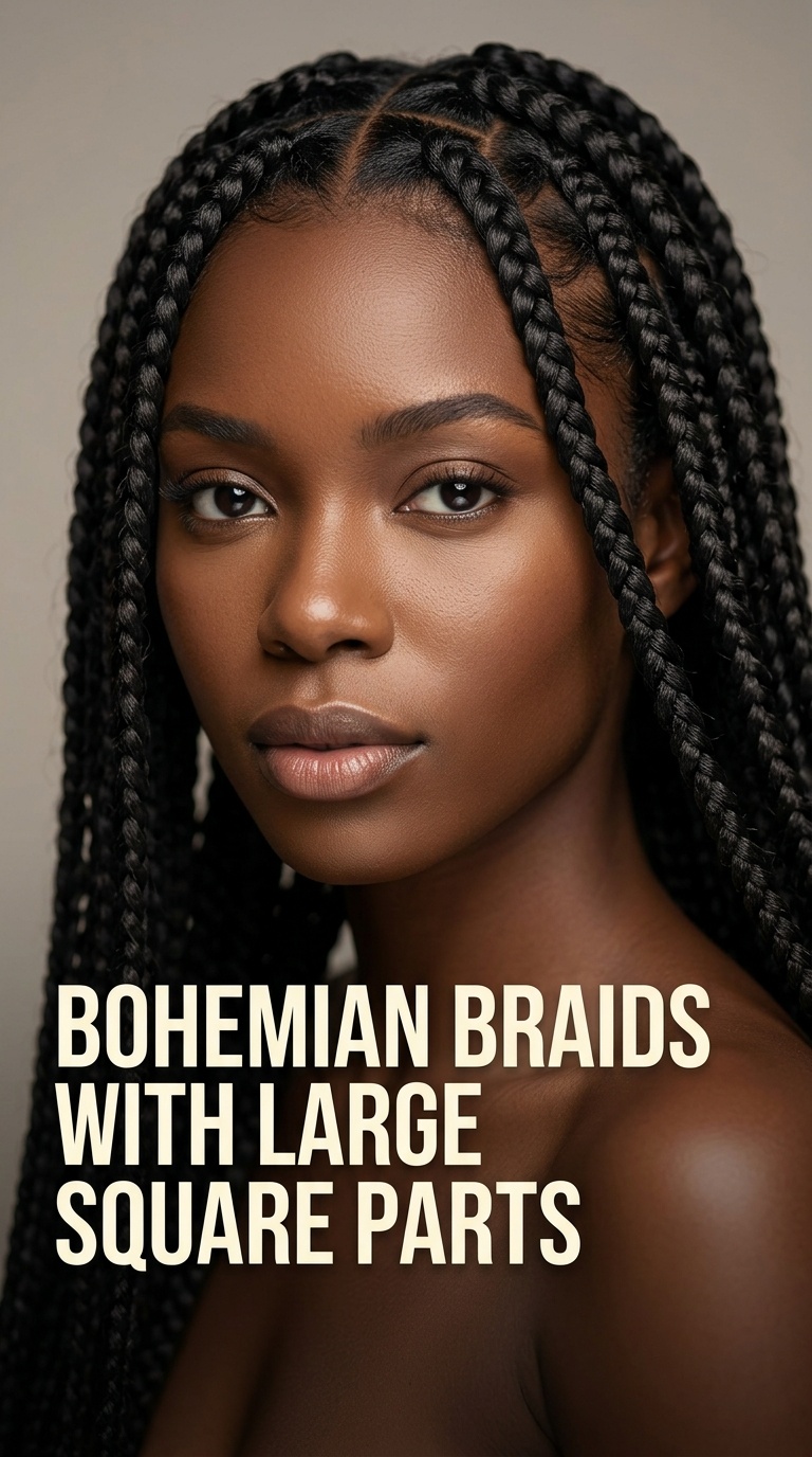 Bohemian Braids with Large Square Parts