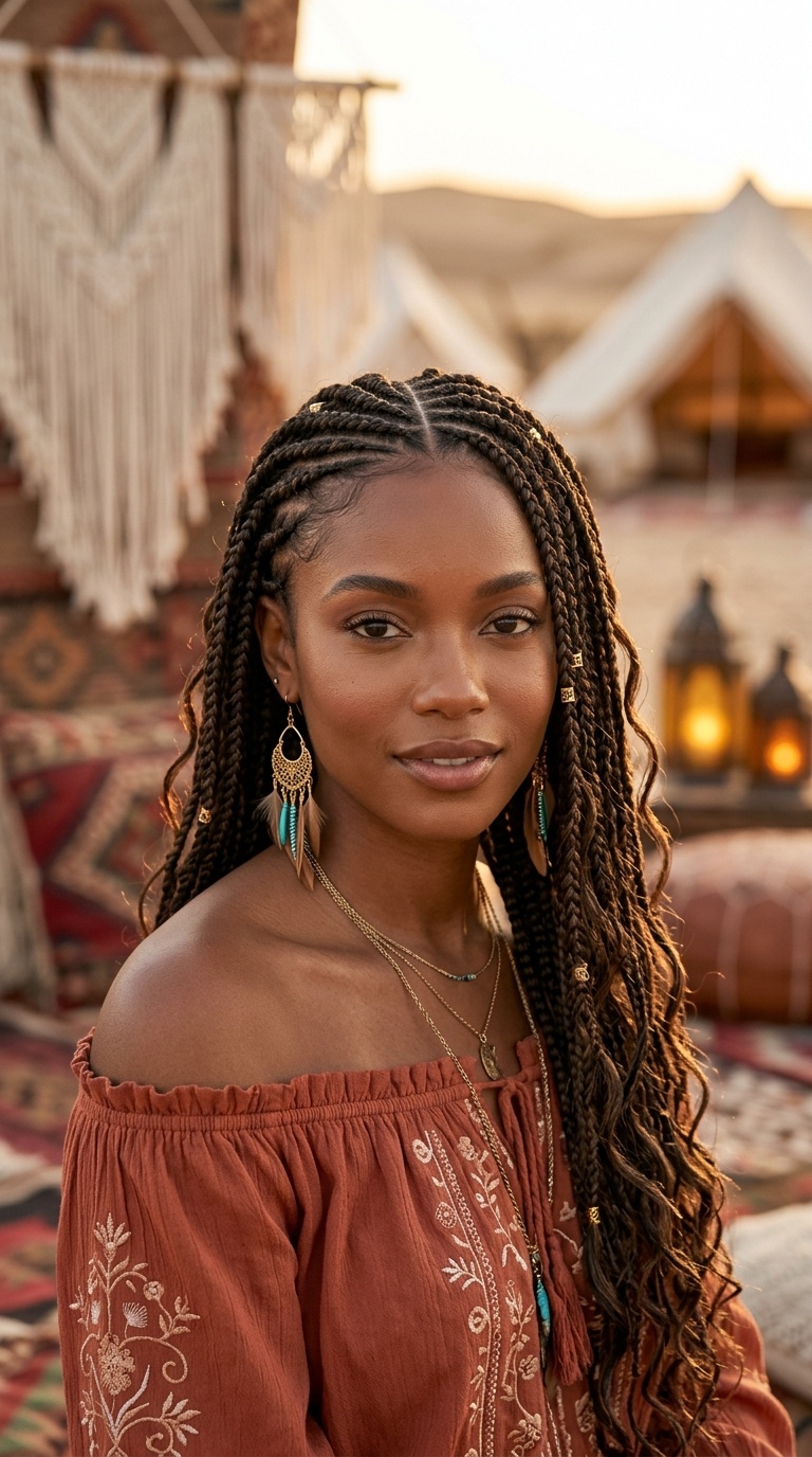 Bohemian Feed In Braids Hair