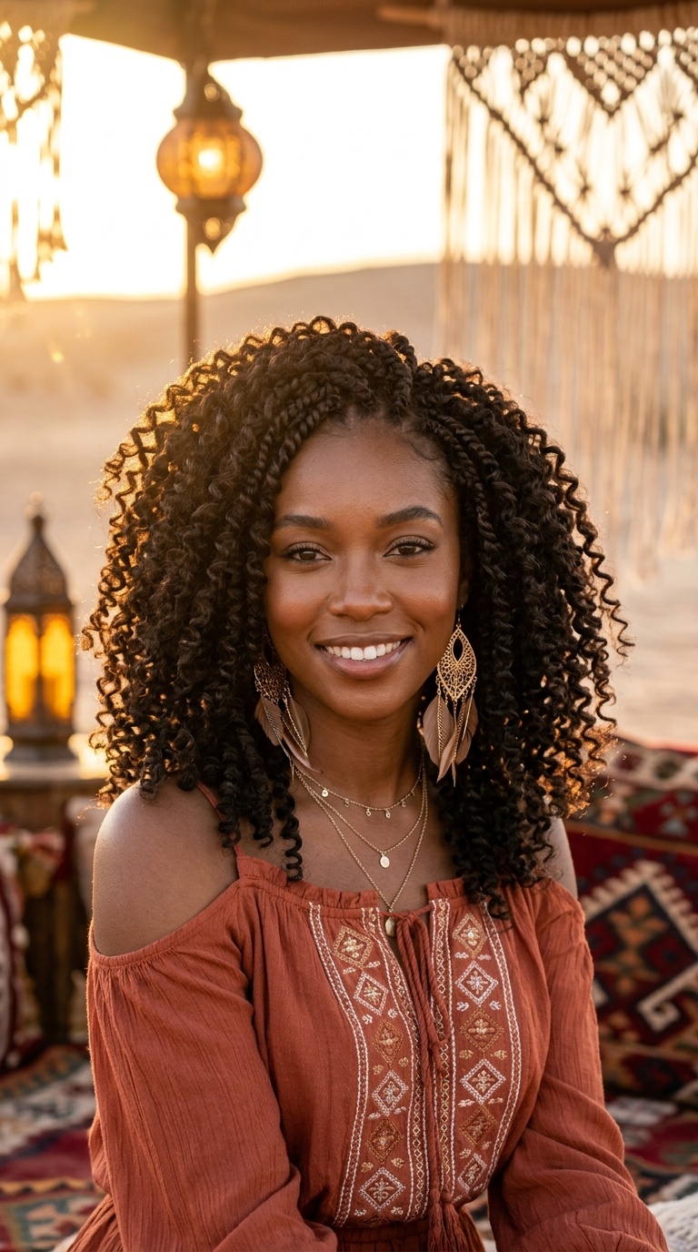 Bohemian French Curl Braids Black Women
