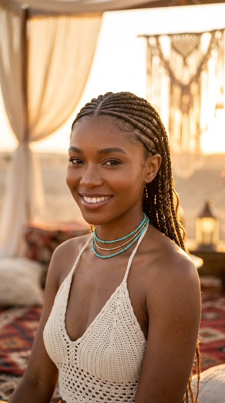 Bohemian Straight Back Braids
