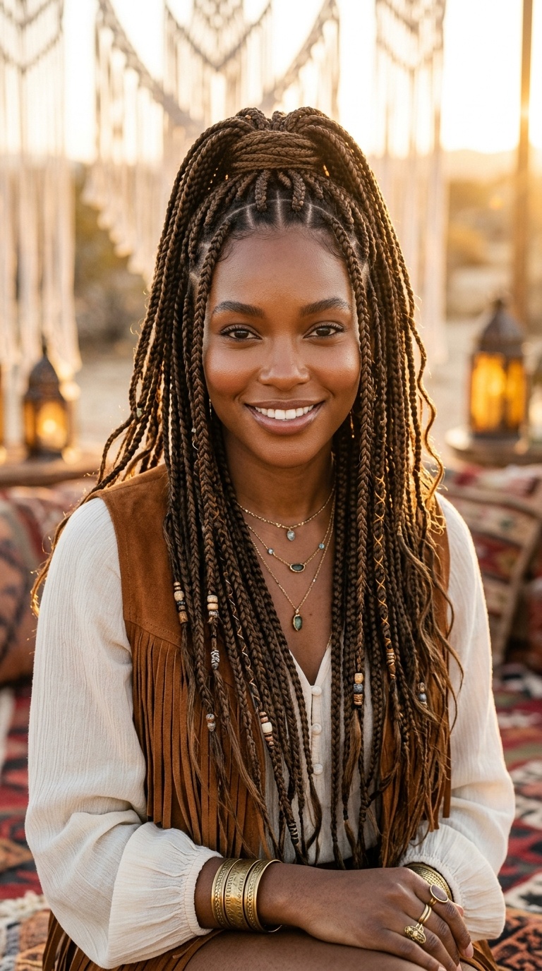 Boho Braids Half Up Down
