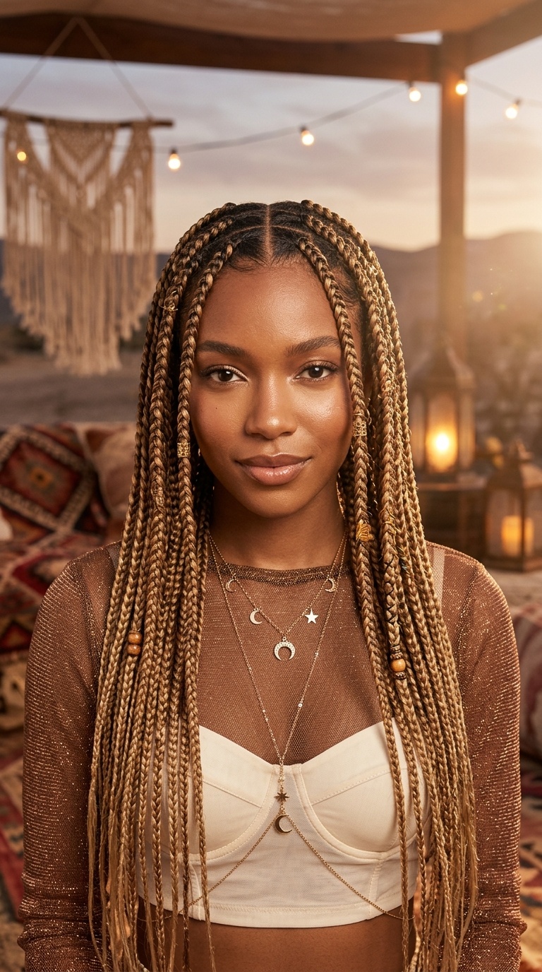 Boho Braids With Color Highlights