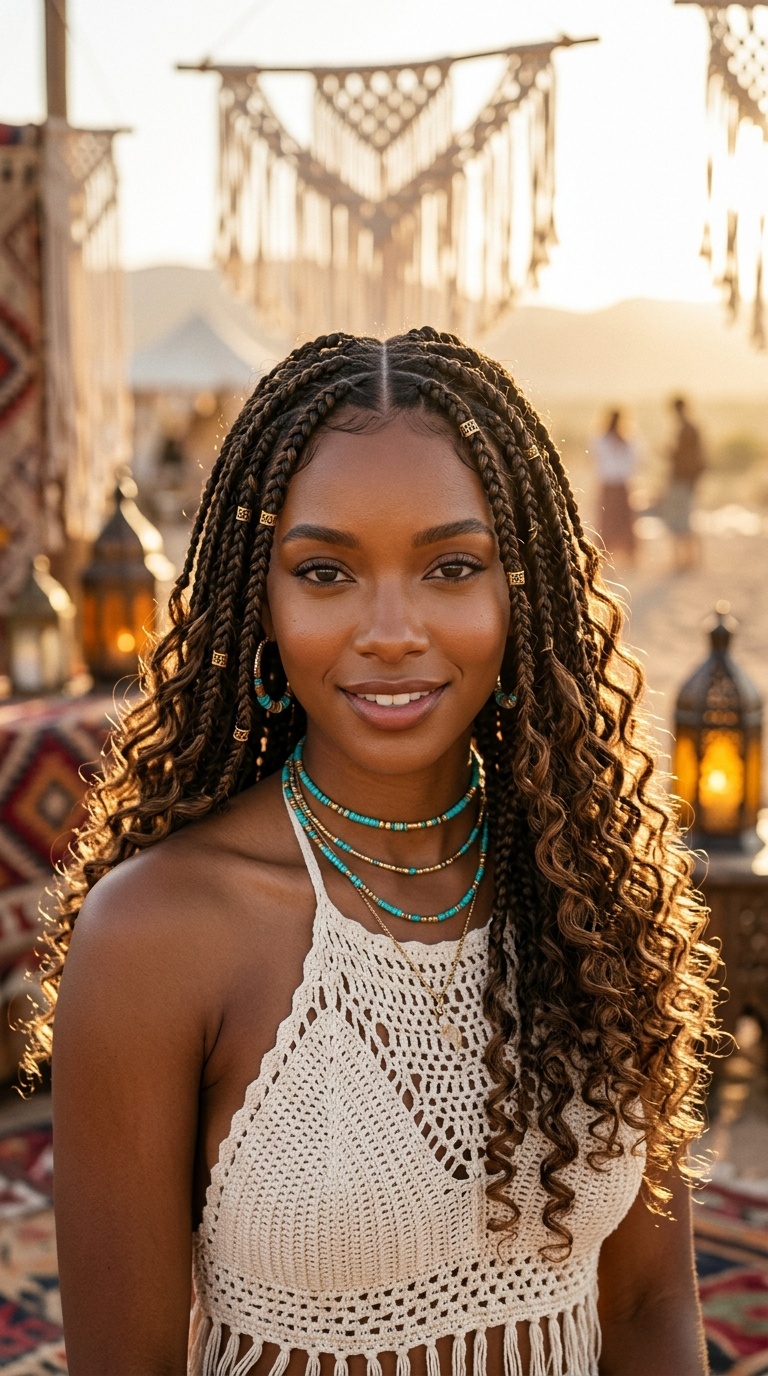Boho Goddess Braids Curly Ends