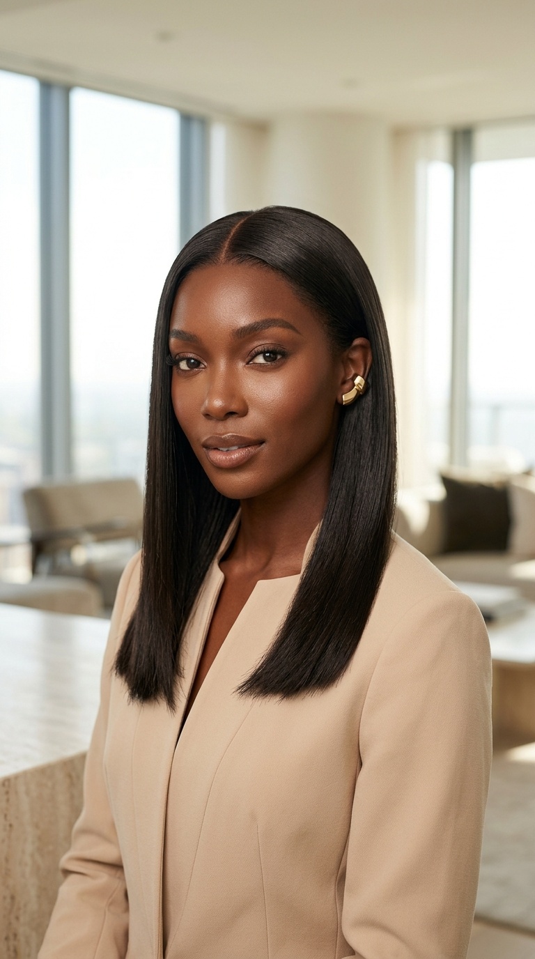 Bone Straight Center Part Wig