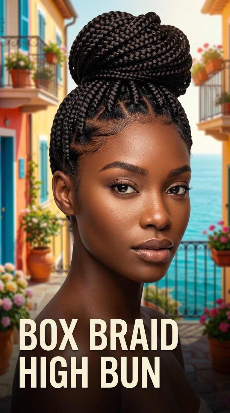 Box Braid High Bun