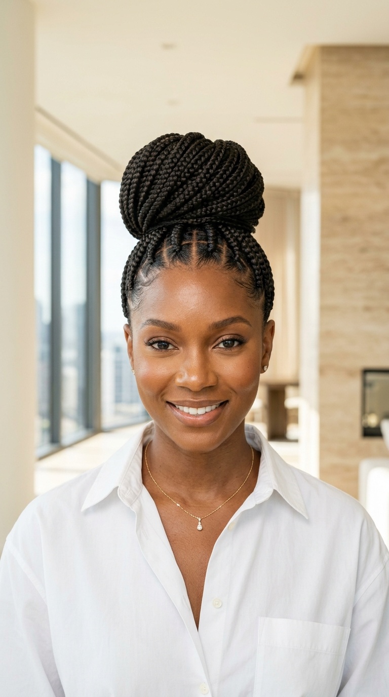Box Braid High Bun