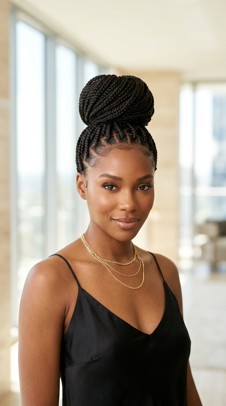 Box Braid High Bun