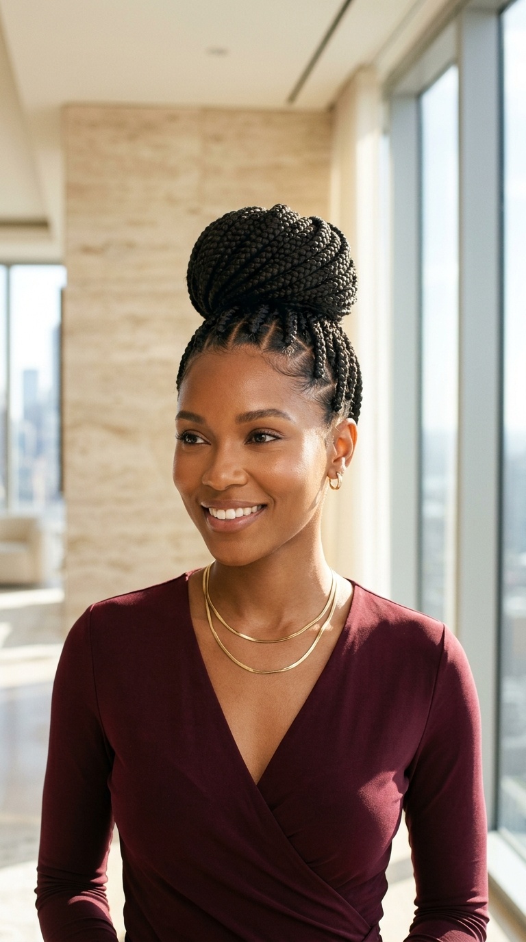 Box Braid High Bun
