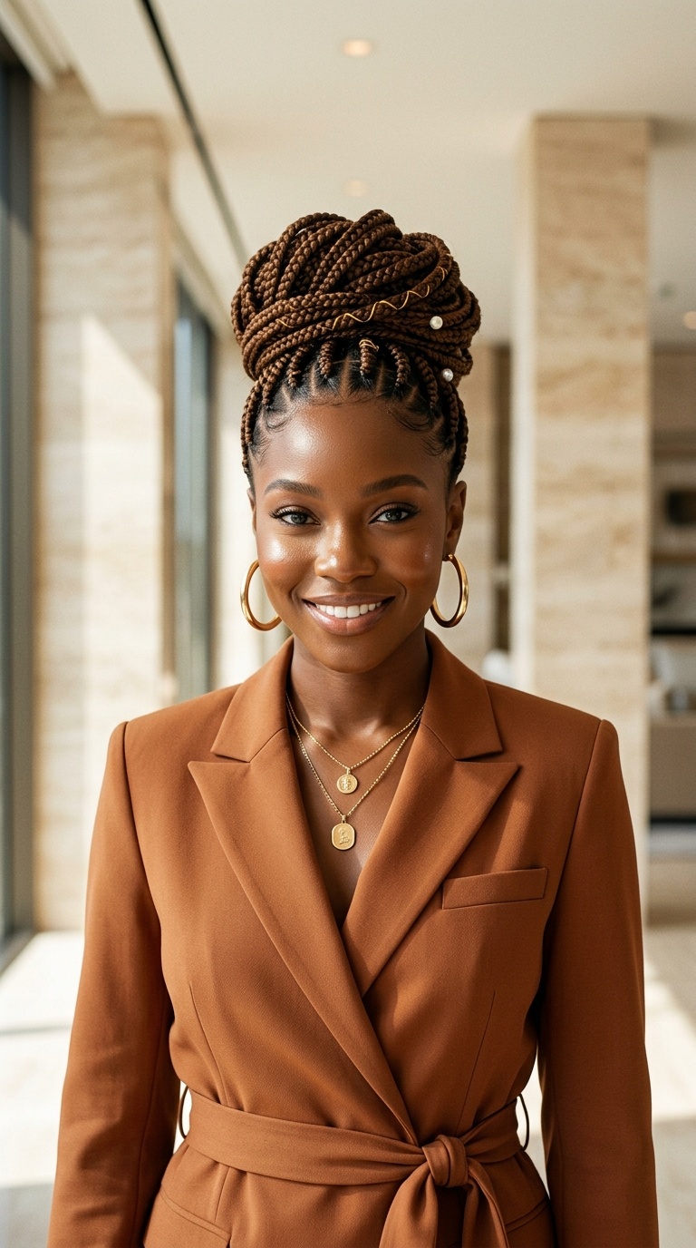 Box Braid Updo For Events
