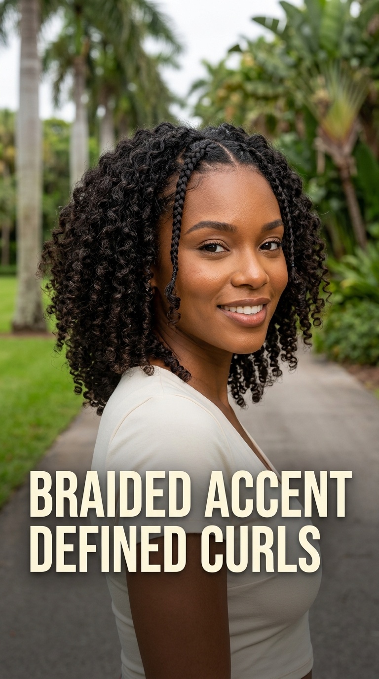 Braided Accent Defined Curls