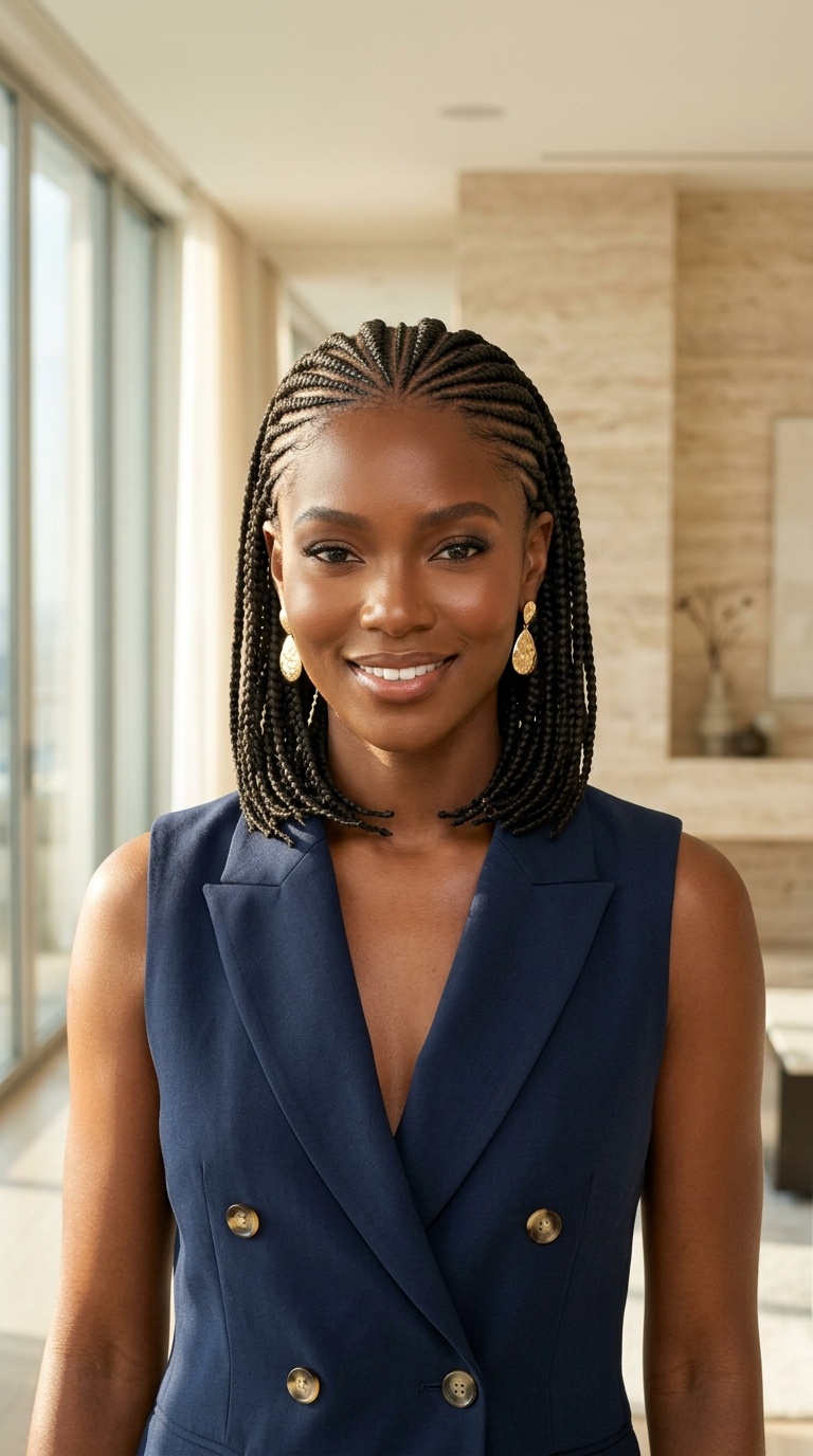 Braided Bob Cornrow Braids Black Women