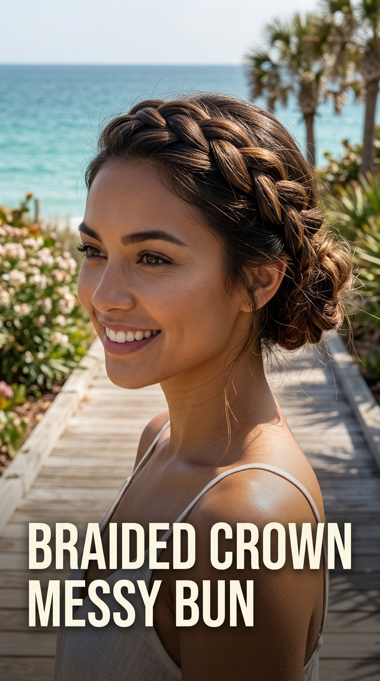 Braided Crown Messy Bun